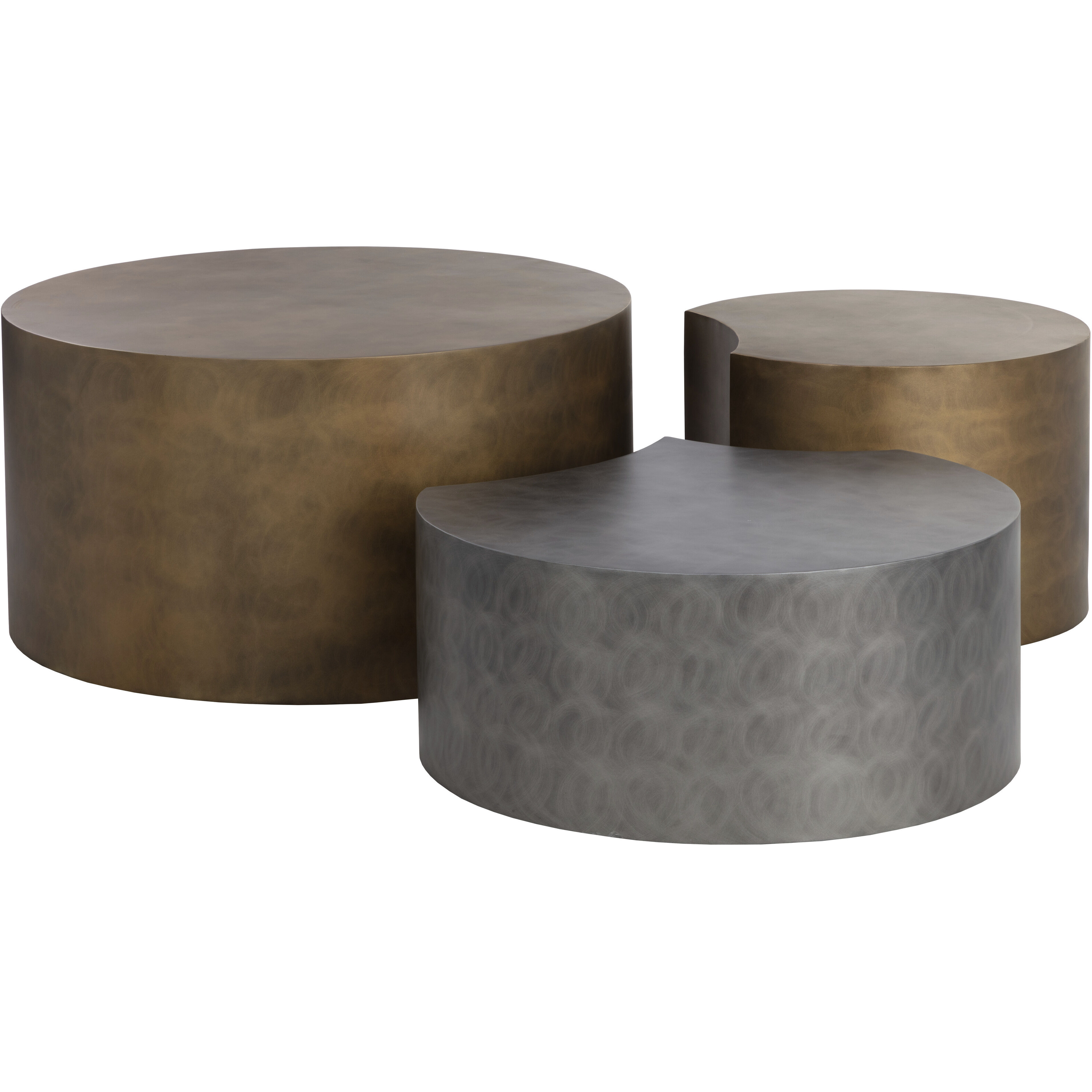 Neo 60 X 56 inch Antique Brass Coffee Table, Set Of 3